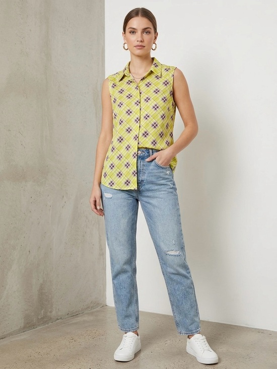 Kut from the Kloth Tops - Kut from the Kloth Yellow Plaid Sleeveless Button-Front Top NWT